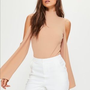 Brand new cold shoulder bell sleeve bodysuit
